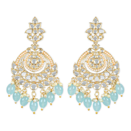 I Jewels Gold Plated Traditional Handcrafted Pearl Kundan Beaded Earrings for Women (E3020) 