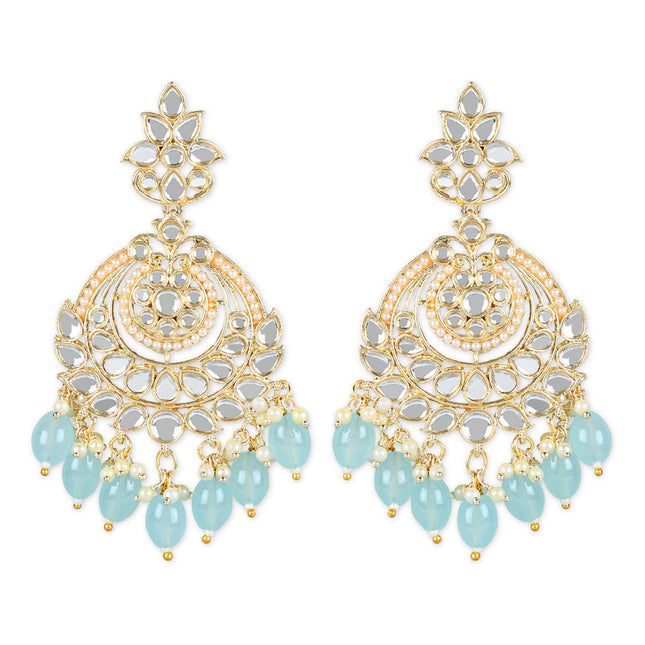 I Jewels Gold Plated Traditional Handcrafted Pearl Kundan Beaded Earrings for Women (E3020) 