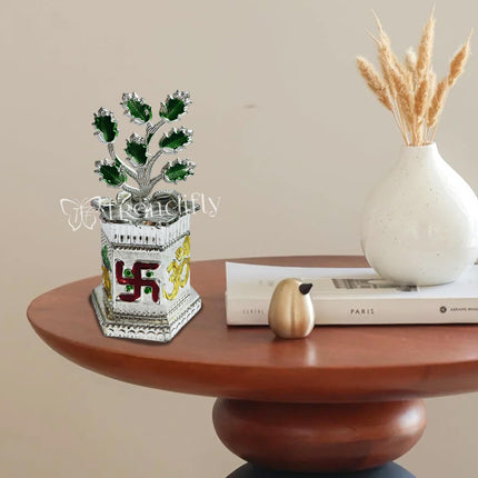 Trendifly Silver Plated Tulsi Plant for Pooja Worship | Wedding, Housewarming, Diwali, House Pooja Return Gifts | Religious Pooja Thali Articles Home Decor 
