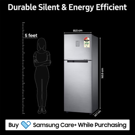 Samsung 256L 3 Star Digital Inverter Frost-Free Double Door Refrigerator Appliance (RT30C3433S9/HL,Refined Inox) 