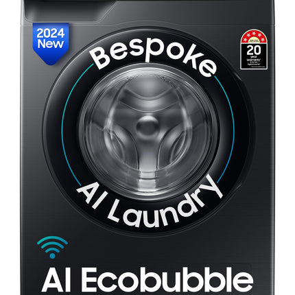 Samsung 12 kg, 5 Star, AI Control, Super Speed, Wi-Fi, Hygiene Steam with Inbuilt Heater, Digital Inverter, Fully-Automatic Front Load Washing Machine (WW12DG6B24ABTL, Black) 