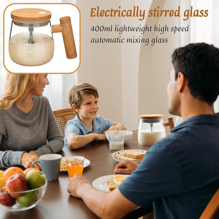 HomeEssentials Self Stirring Coffee Mug-Electric High Speed Mixing Cup, 400Ml Self Stirring Coffee Mug With Lid, High Borosilicate Glass Mug Home Office For Coffee, Milk, Protein 