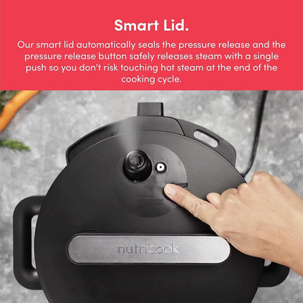 Nutricook Stainless Steel Smart Pot 2, 1000W, 9 In 1 Instant Programmable Electric Pressure Cooker, Slow Cooker, Rice Cooker, Steamer, Saute Pot, Warm Food, Smart Lid (Smart Pot 6 Litre) 