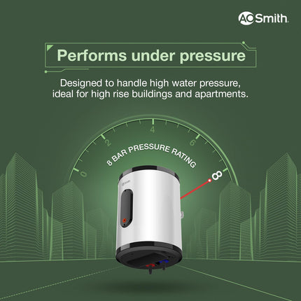 AO Smith Geyser 25 Litre 5 Star BEE Rating | 2KW | Storage Water Heater With 2X Corrosion Resistant Blue Diamond Glass Tank | Warranty: 7 Yr Tank, 3 Yr heating element & 2 Yr Overall | VAS PLUS 25L 