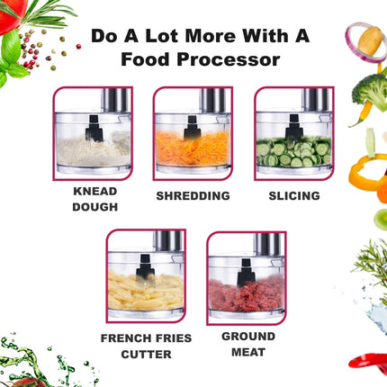 INALSA Food Processor for Kitchen with 800 W Copper Motor|1.4 L Main Bowl Capacity |2 Speed Setting with Pulse Function|7 Accessories| chopping| kneading| shredding|Child Lock Safety (Black)-Easy Prep 