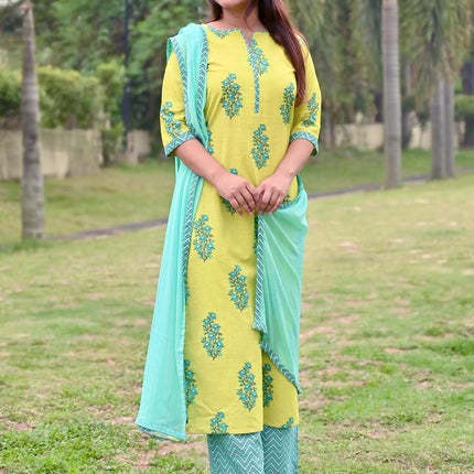 Libas Women's Cotton Kurta Sets (20197_Green 