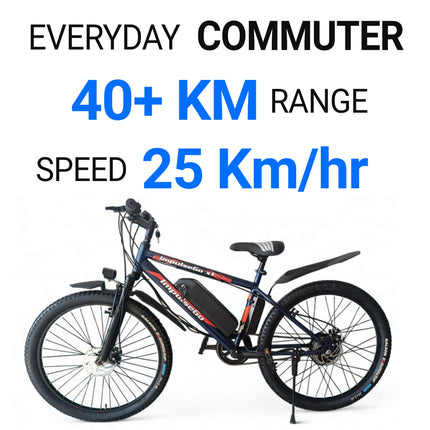 ImpulseGo X1 Mountain Electric Cycle with 7.8Ah Removable Battery, Dual Disc, Front Suspension, 36V 250W BLDC Motor, Quick Acceleration, 2 Years Battery Warranty 90% Assembled (Blue) 