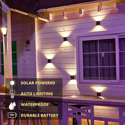 HAMITOR Solar Wall Lights Small Fence Lights Solar Powered Up Down LED Porch Light Luces Solares para Exteriores Garden Lights Outdoor Solar Landscape Lights Water (Pack of 1) 