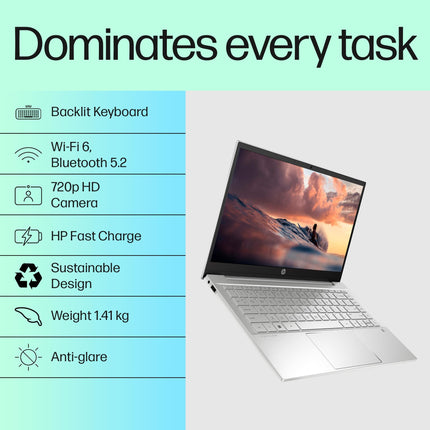 HP Pavilion 14, 12th Gen Intel Core i7-1255U, 16GB DDR4, 1TB SSD, (Win11, Office21, Silver,1.41 kg), IPS, Micro-edge, BrightView,14-inch (35.6cm) FHD Laptop, Intel Iris Xe graphics, HD camera,dv2015TU 