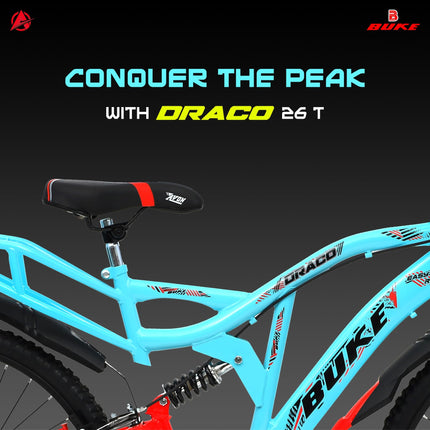 Avon Buke Draco 26T MTB Bicycles for Men |Frame Size: 18.5 Inches|Wheel Size: 26 Inches|Short Bent Handle Bars|Rigid Fork with Caliper Break with Centre Frame/Steel Rim(Matt Glossy Sky Blue) 
