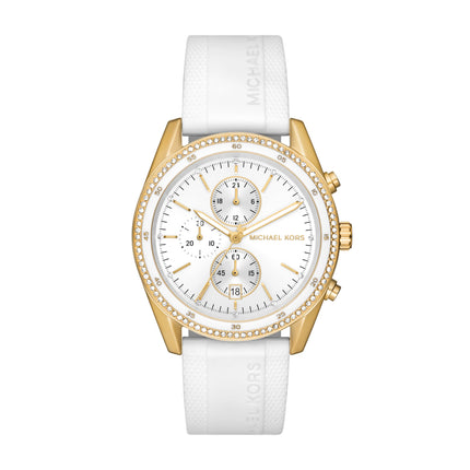 Michael Kors Silicone Analog White Dial Women's Watch-Mk7484, Band Color-White 