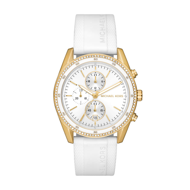 Michael Kors Silicone Analog White Dial Women's Watch-Mk7484, Band Color-White 