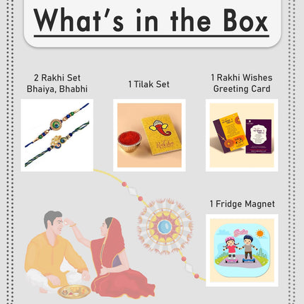CraftVatika Peacock Rakhi for Brother Mor Pankh Rakhi for Bhaiya Set of 2 for Bhai Boy Kids Combo for Rakshabandhan, with Fridge Magnet for Door Decor 