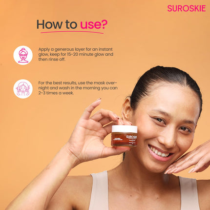 SUROSKIE Rosanna Rose Instant Glow Face Mask 50ml | With Rose & Aloe vera | For Cleans Pores & Dark Spot | Spa Glow at Home | Facial In a Jar | korean Face Mask For Glowing Skin |Men & Women 