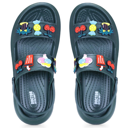 DOCTOR EXTRA SOFT Women's Classic Charms Cushion Sandals/Clogs with Adjustable Back Strap for Adult| Comfortable & LightWeight | Stylish & Anti-Skid | Waterproof Casual Daily Mules Girls/Ladies D-552 