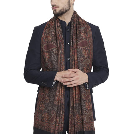 Pashtush Mens Jamawar Shawl, Faux Pashmina, Black