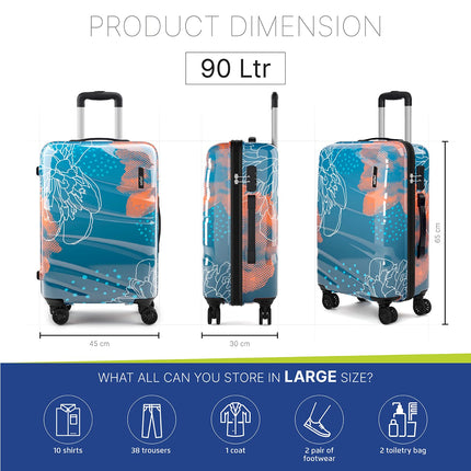 Safari Plastic Serene Hardside Suitcase, Lightweight And Scratch Resistant, Fixed Combination Lock, 360 Degree Dual Wheels, Telescopic Handle, Check-In Luggage Trolley Bag, Medium, 65Cm 