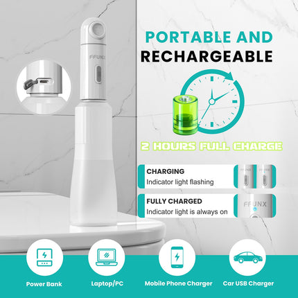 FFUNX Portable Bidet for Travel, Mini Foldable Handheld Personal Travel Bidet with 2 Pressure Options, IPX7 Waterproof Jet Spray Toilet 