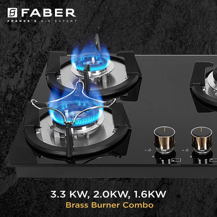 Faber HOB 5 Burner | Auto Ignition | Spillage Proof | HOB SUPERIA HT905 BR AI | Concealed Chamber | Metal Knobs | Pan Support | Black Glass Finish |5 Yr Warranty On Burner & Glass | 1 Yr Comprehensive 
