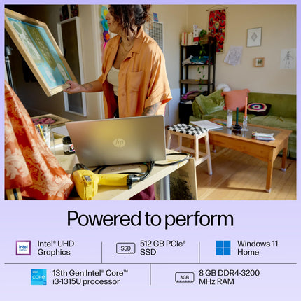 HP 15, 13th Gen Intel Core i3-1315U, 8GB DDR4, 512GB SSD, (Win 11, Office 21, Grey, 1.59kg), Anti-Glare, Micro-Edge,15.6-inch(39.6cm), FHD Laptop, Intel UHD Graphics, 1080p FHD Camera, fd0006TU 