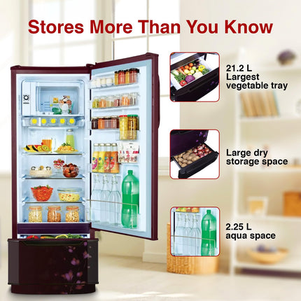 Godrej Edge 237 L 3 Star With Duo Flow Technology Reducing Cooling Loss by 50% Inverter Direct Cool Single Door Refrigerator (RD EDUO 270C TDI JD WN, Jade Wine) 