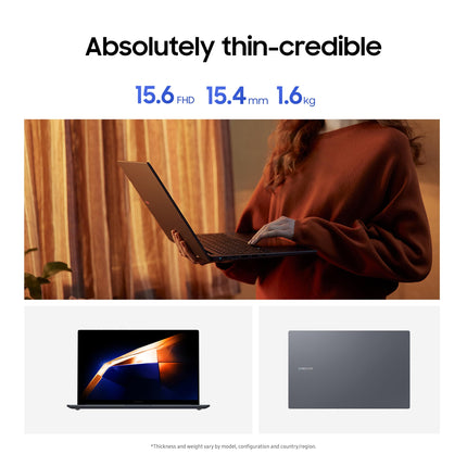 Samsung Galaxy Book4 (Gray, 16GB RAM, 512GB SSD) | 15.6" Full HD Screen | Intel Core 7 150U Processor | Windows 11 Home | MS Office 2021 | Fingerprint Reader | Intel Iris XE Graphics | RJ45 LAN Port 