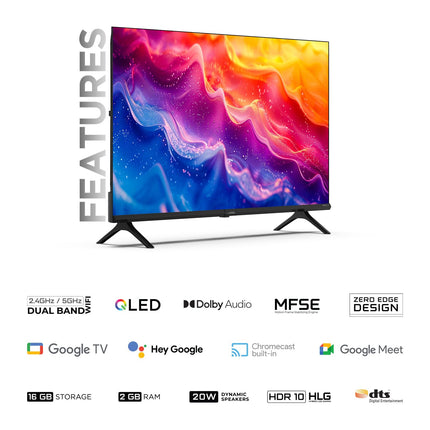 Wobble 127 cm (50 inches) QD Series 4K Ultra HD Smart QLED Google TV WB50GTAW9602QD (Black) 