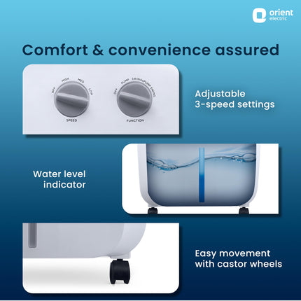Orient Electric Aeroquid 46L Personal Cooler | 8m Air Throw Distance | 150W Power Consumption | 4 Way Cooling | 1 Year Product Warranty | White 