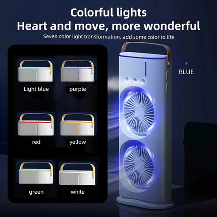 OWME Mini Air Cooler for Room Cooling AC Portable Mini Fan | Artic Cooler with 280ml | Rechargeable Mist Cooling Fan | 3 H Timer, 3 Wind Speeds, and 3 Spray Modes for Office, Home, Kitchen - White 