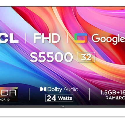 TCL 79.97 cm (32 inches) Metallic Bezel-Less S Series Full HD Smart LED Google TV 32S5500 (Black) 
