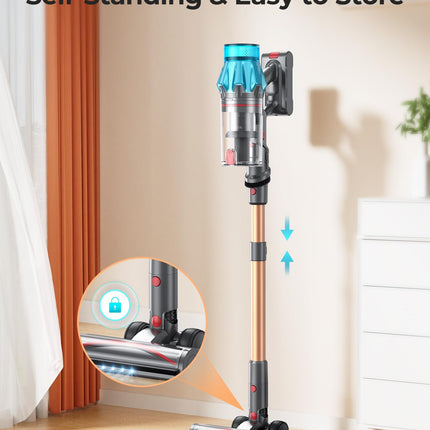 Laresar Ultra 7 Cordless Vacuum Cleaner 550W/45Kpa Stick Vacuum Cleaner with Touch Screen, Up to 60 Mins Runtime, Lightweight Handheld Vacuums for Hardwood Floor Carpet Car Pet Hair, Black 