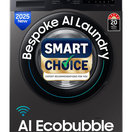 Samsung Smart Choice 12 kg, 5star, AI Ecobubble, Super Speed, Wi-Fi, Hygiene Steam with Inbuilt Heater, Digital Inverter, Fully-Automatic Front Load Washing Machine (WW12DG5B24AXTL, Inox) 