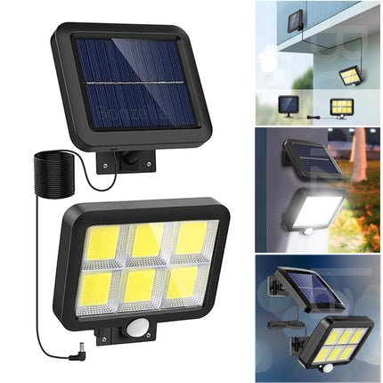 Solar Light Outdoor with Motion Sensor, Solar Light + Solar Panel Separate Design with 4m Cable for Home Garden Balcony, Waterproof 120 LED Solar Wall Light with 120° Lighting Angle Night Spotlight 