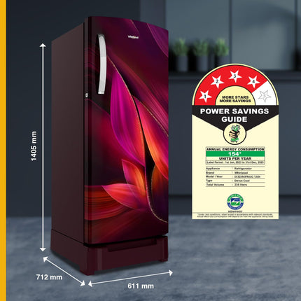 Whirlpool 236 L 4 Star Frost Free Inverter Direct-Cool Single Door Refrigerator (Auto-Defrost, Intellisense Inverter, 260 IMPRO PLUS ROY 4S WINE Breeze-Z, 2024 Model) 