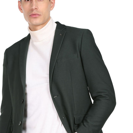 Arrow Men Dark Green Single Breasted Solid Formal Blazer 
