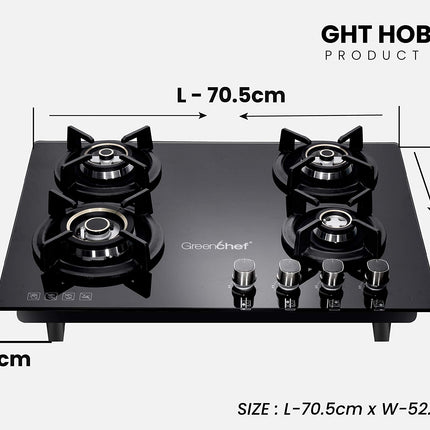 Greenchef GHT HOB Auto Ignition Glass Top Gas Stove (4 Burner) 