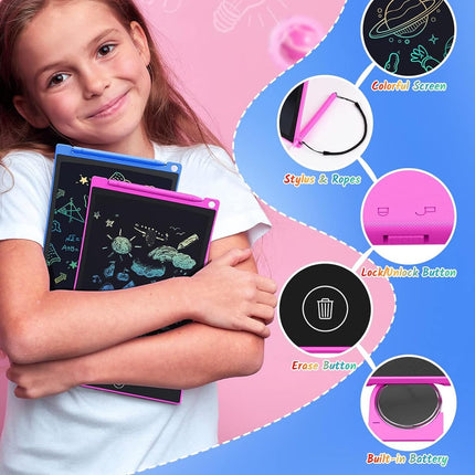 SNAPTRON Return Gifts for Birthday for Kids Party 1pc LCD Color Writing Pads for Study/Digital, Drawing Tablets Screen 3 4 5 6 Years Old Magic Slate in Combo Best Erasable Board Set for Girls Toys 