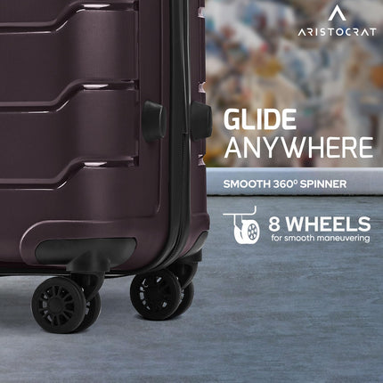 Aristocrat Liberty Cabin (Carry-On) Trolley Bag, 58Cm | Combination Lock | 8 Wheels | 5 Years International Warranty | New Saddle Brown 