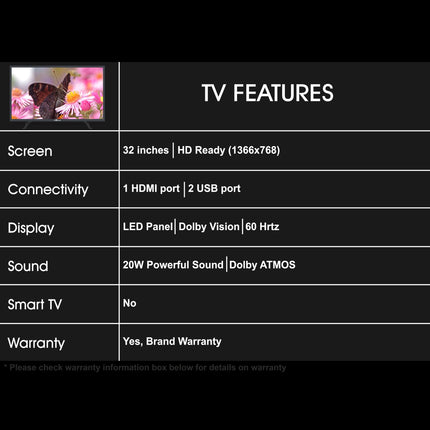 SKYWALL 80 cm (32 inches) HD Ready LED TV 32SWN (Black) 