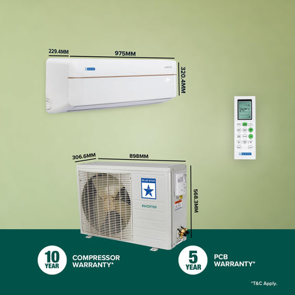Blue Star 1.5 Ton 3 Star Hot and Cold, 60 Months Warranty, Inverter Split AC (Copper, Convertible 5 in 1 Cooling, Multi Sensors, Dust Filter, IC318VCUHC, White) 