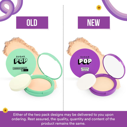 SUGAR POP Longwear Matte Compact | For Fair To Medium Skin Tone | Packed with Castor Oil & Vitamin E | UV Protection, Pore Minimizing | Medium Coverage | 9gm - 02 Beige 