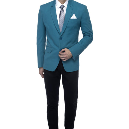 FAVOROSKI Designer Men's Slim Fit Notch Lapel Collar Single Breasted Tuxedo Blazer, Turquoise Green XL 