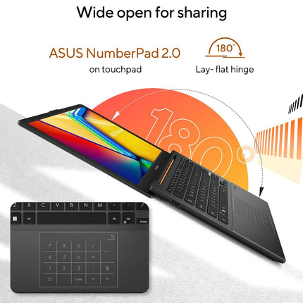 ASUS Vivobook Go 14, AMD Ryzen 5 7520U, 16GB RAM, 512GB SSD, FHD 14", Windows 11, Office Home 2024, M365 Basic (1Year)*, Black, 1.38kg, E1404FA-EB2542WS, AMD Radeon iGPU, 42WHrs, Thin & Light Laptop 