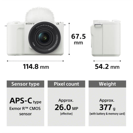 Sony Alpha ZV-E10M2K 26 MP Interchangeable Lens Mirrorless Vlog Camera for Creators (16-50mm Power Zoom Lens) | APS-C Sensor | 4K 60p with 10bit 4:2:2 Recording - (White) 