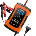 Verilux® Fully Automatic Battery Charger 5A 12V, Car Battery Charger & Maintainer- EU Plugfor Car, Motorcycle, Lawn Mower and More(Red) 