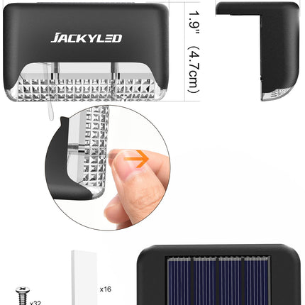 JACKYLED 16 Pack, Step Lights Waterproof LED Solar Power Outdoor Fence Light for Deck Stair Railing, Outside Lighting for Wall Garden Backyard Patio Balcony Decor, ABS, White, 79 x 43 x 48 mm 