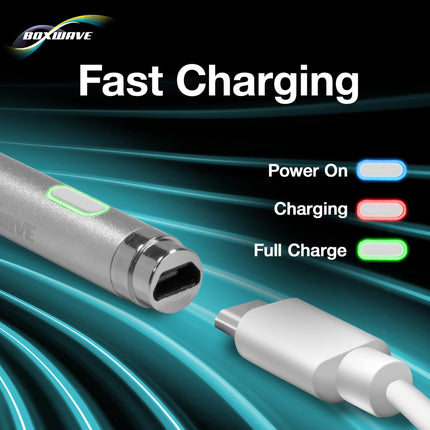 Google Pixelbook Go Stylus Pen, BoxWave [AccuPoint Active Stylus] Electronic Stylus with Ultra Fine Tip for Google Pixelbook Go - Metallic Silver