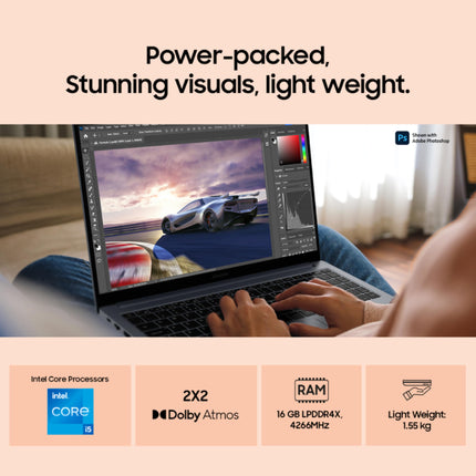 Samsung Galaxy Book4 (Gray, 16GB RAM, 512GB SSD) | 15.6" Full HD Screen | Intel Core i5 1335U Processor | Windows 11 Home | MS Office 2021 | Fingerprint Reader | Intel Iris XE Graphics | RJ45 LAN Port 
