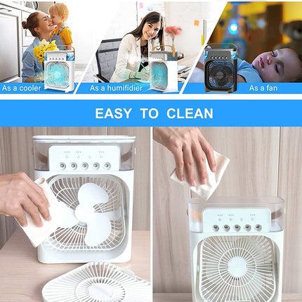 Portable Air Conditioners - Small AC Quiet Personal Air Cooler, USB Powered Mini Desktop Cooling Misting Fan, 1 | 2 | 3 Timer with 3 Speeds for Office, Home, Room, Desk and Car (White) 