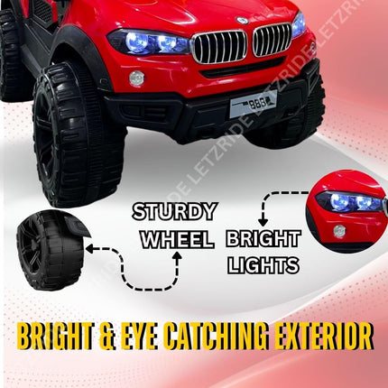 LETZRIDE Kids Speed-888 Battery car for Kids | Battery Operated Jeep 1 to 7 Year Kids | Electric Jeep for Kids | Ride on-Dual Control Mode, Swing Function, Led Lights, with Seat Belts | (Red) 